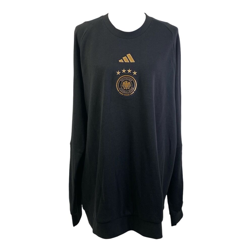 Adidas Germany National FC Team Crest Pullover Trio 23 Sweatshirt Mens XL Black